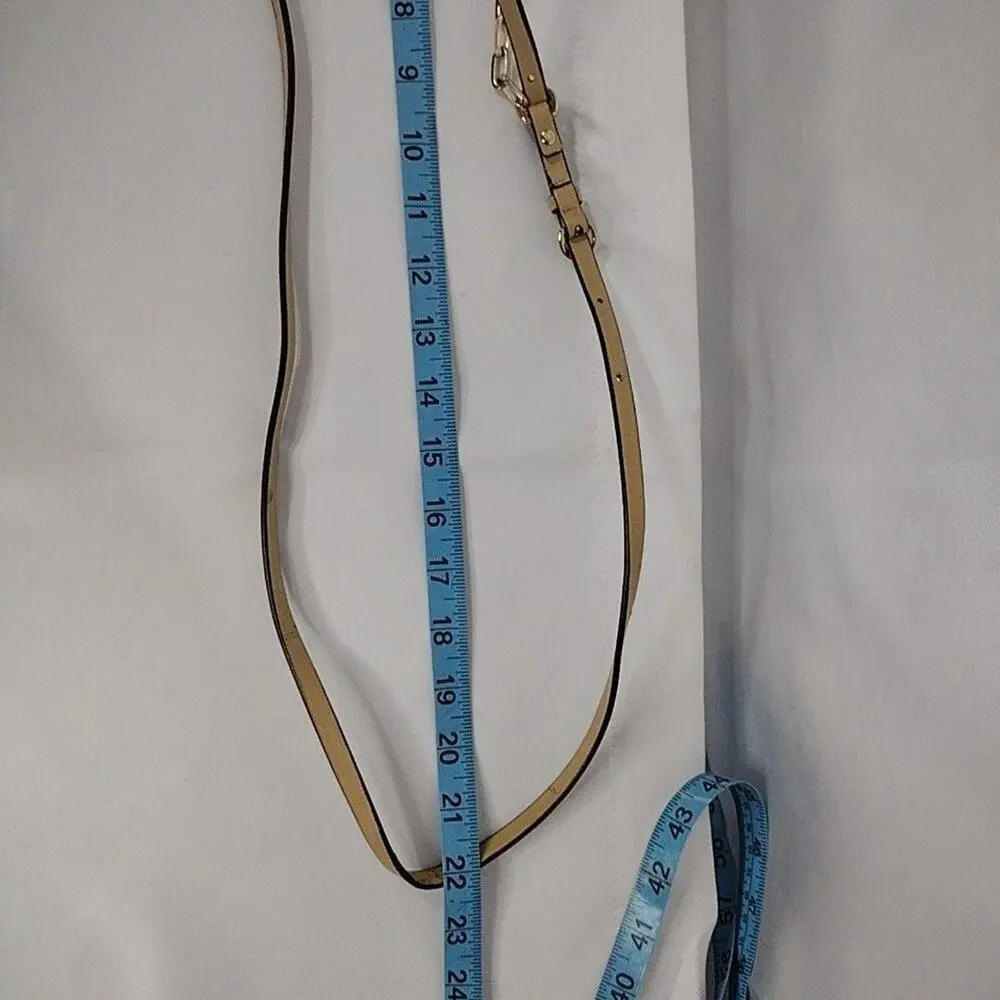 Coach Crossbody Bag Womens Small Beige Leather Chain Strap Gold Zip Purse